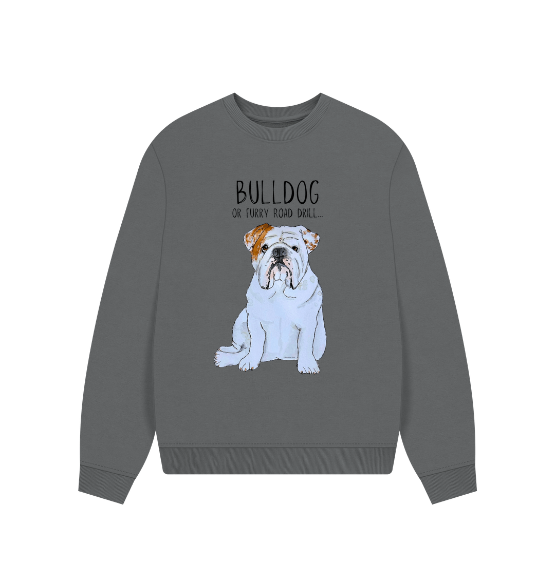 Bulldog Bliss: Furry Road Drill Oversized Sweatshirt for Fierce &amp; Cozy Style!