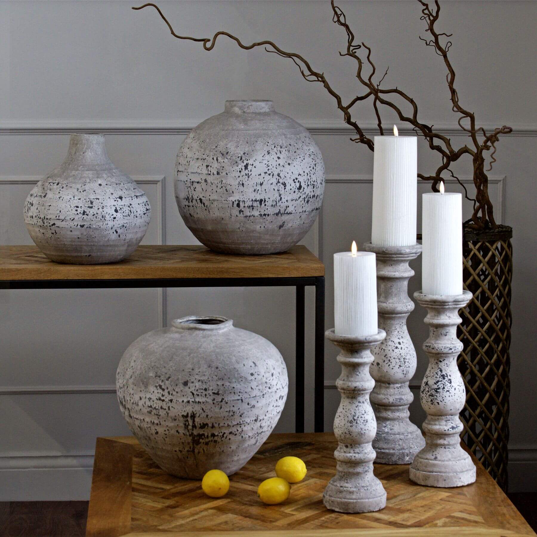 Handcrafted stone ceramic vase with crackled texture, neutral hue, and modern silhouette for floral arrangements. by sostter at brixbailey.com