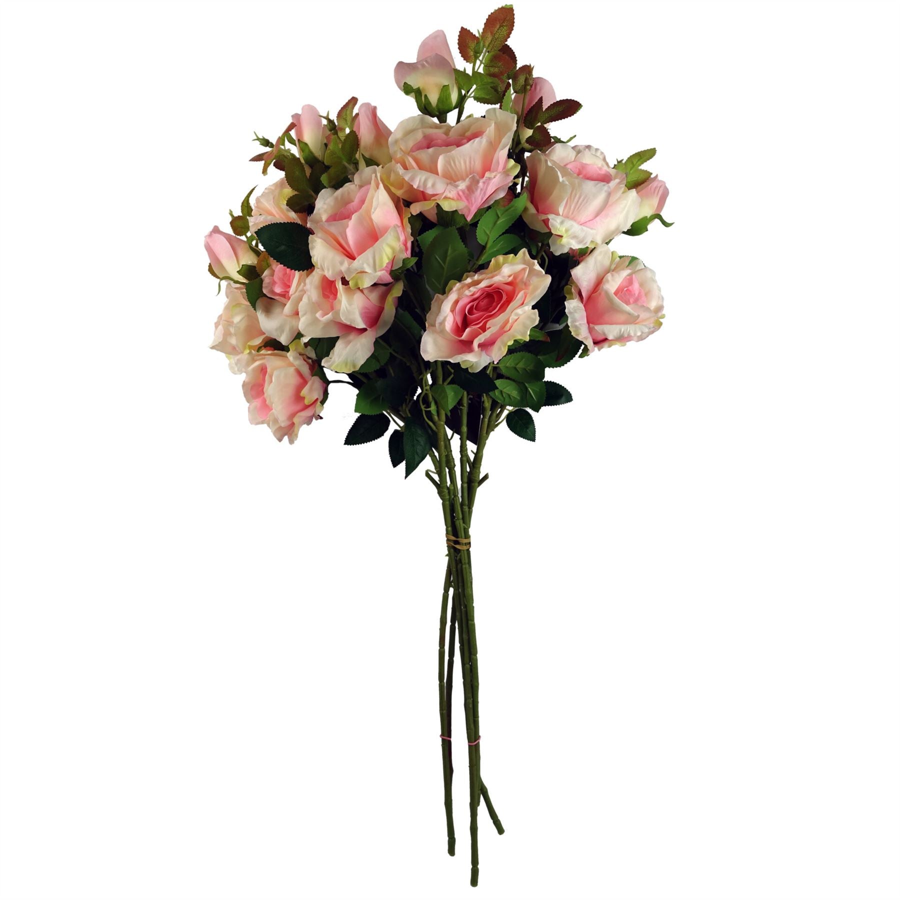Pack of 6 x 80cm Artificial Pink Rose Stem - 18 flowers-1
