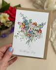 Floral Happy Wedding Day Card – Hand-Painted Watercolour Bouquet