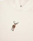 Unisex Cream Hoodie with Embroidered Deer