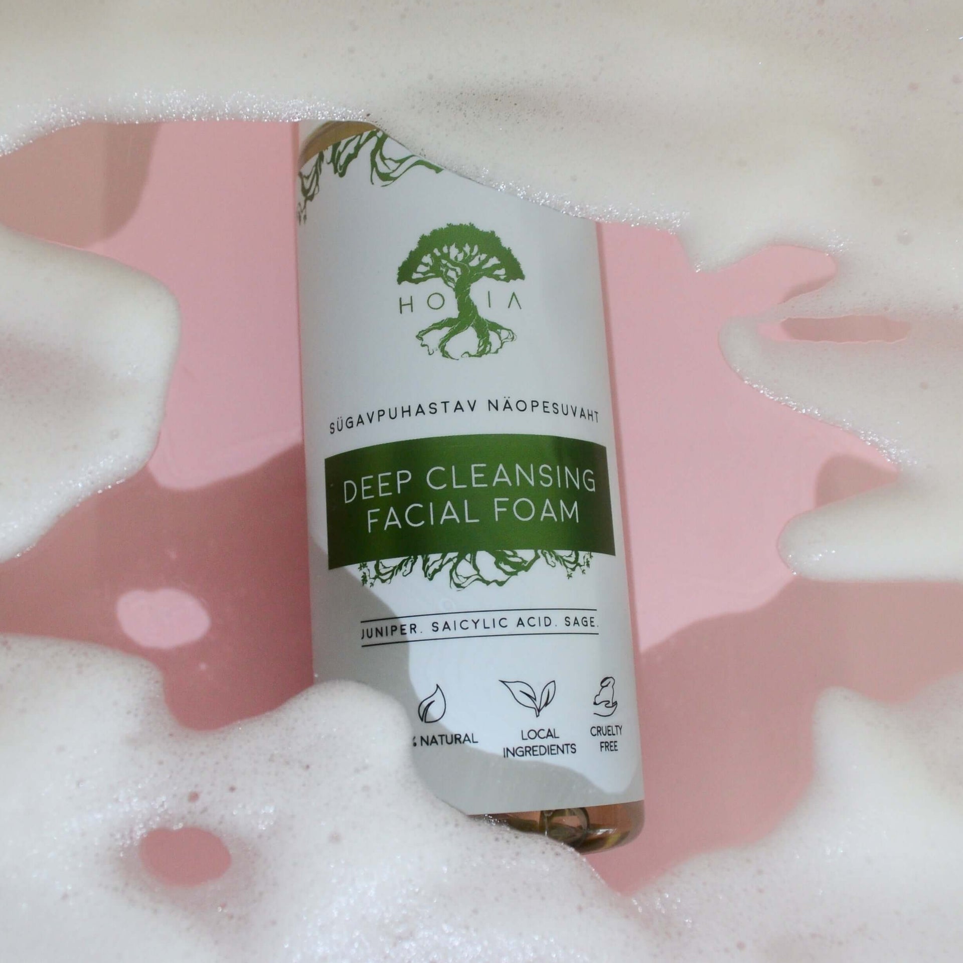 Deep Cleansing Face Wash Foam – Juniper & Sage, Clears Acne & Soothes by HOIA at www.brixbailey.com