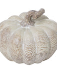 Whitewashed Wooden Pumpkin Ornament for Home Decor