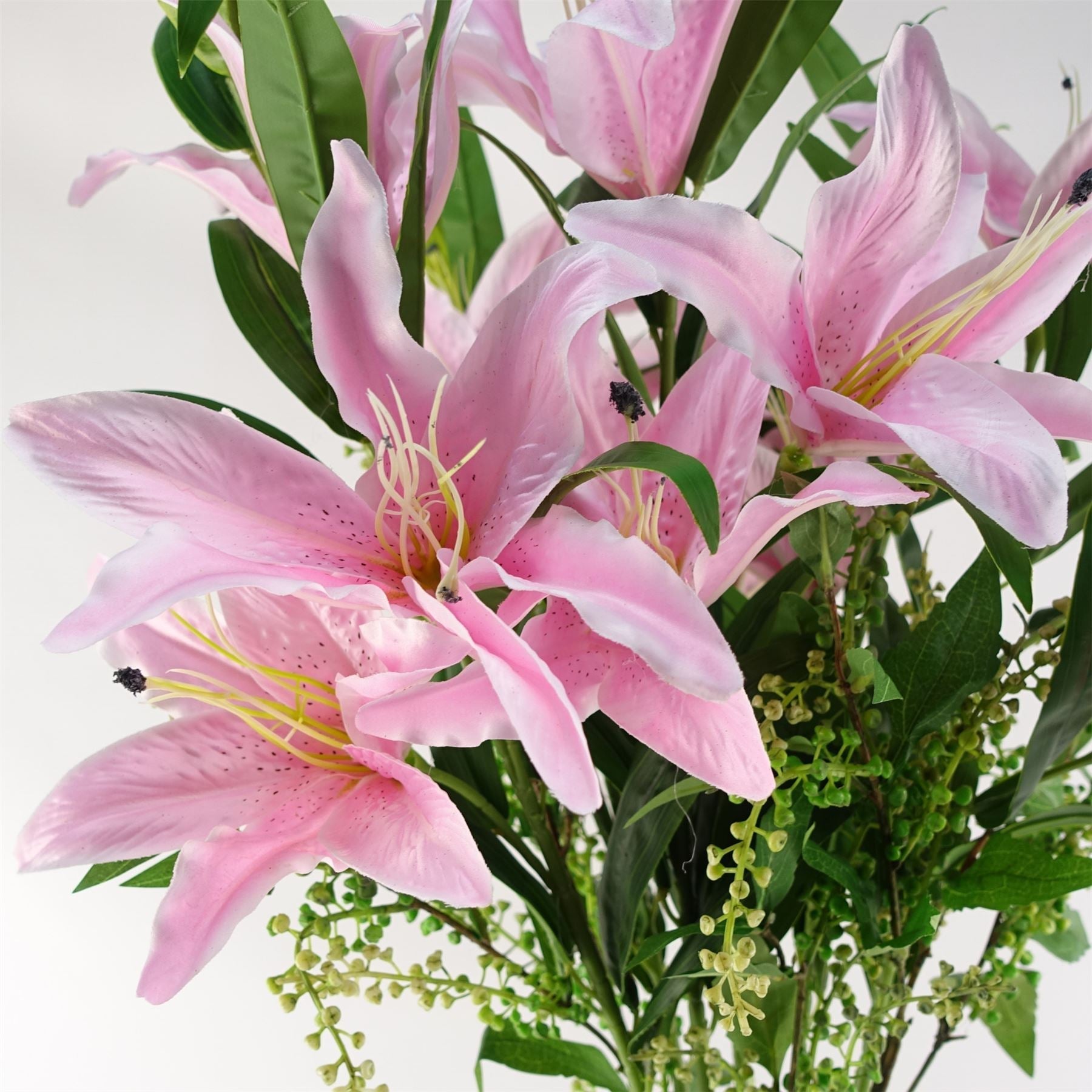 Pack of 6 x Artificial Flowers Large Pink Lily Stem - 3 Flowers 100cm-4