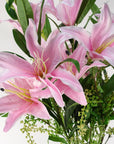Pack of 6 x Artificial Flowers Large Pink Lily Stem - 3 Flowers 100cm-4