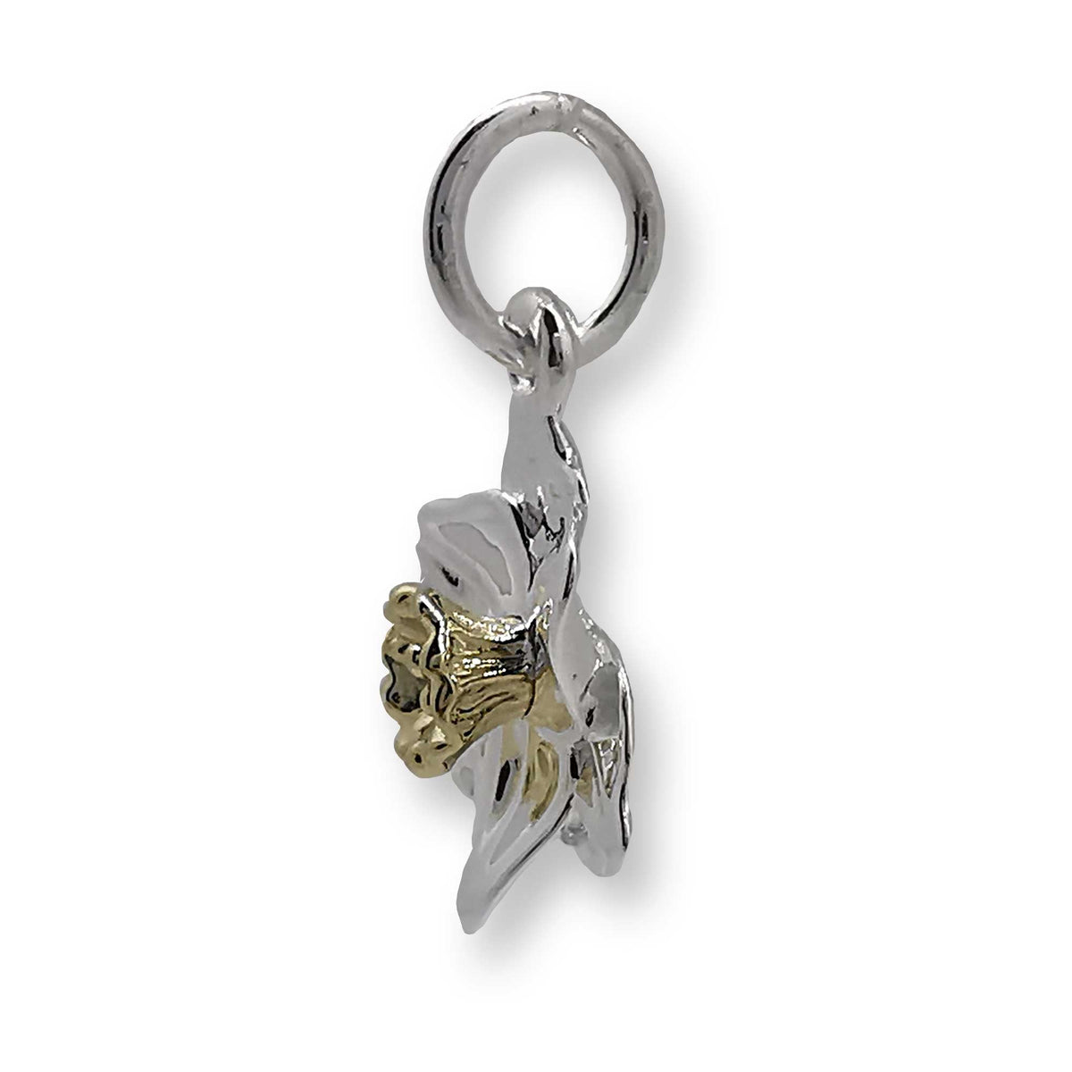 Daffodil Flower Silver &amp; Solid Gold Charm