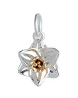 Daffodil Flower Silver & Solid Gold Charm