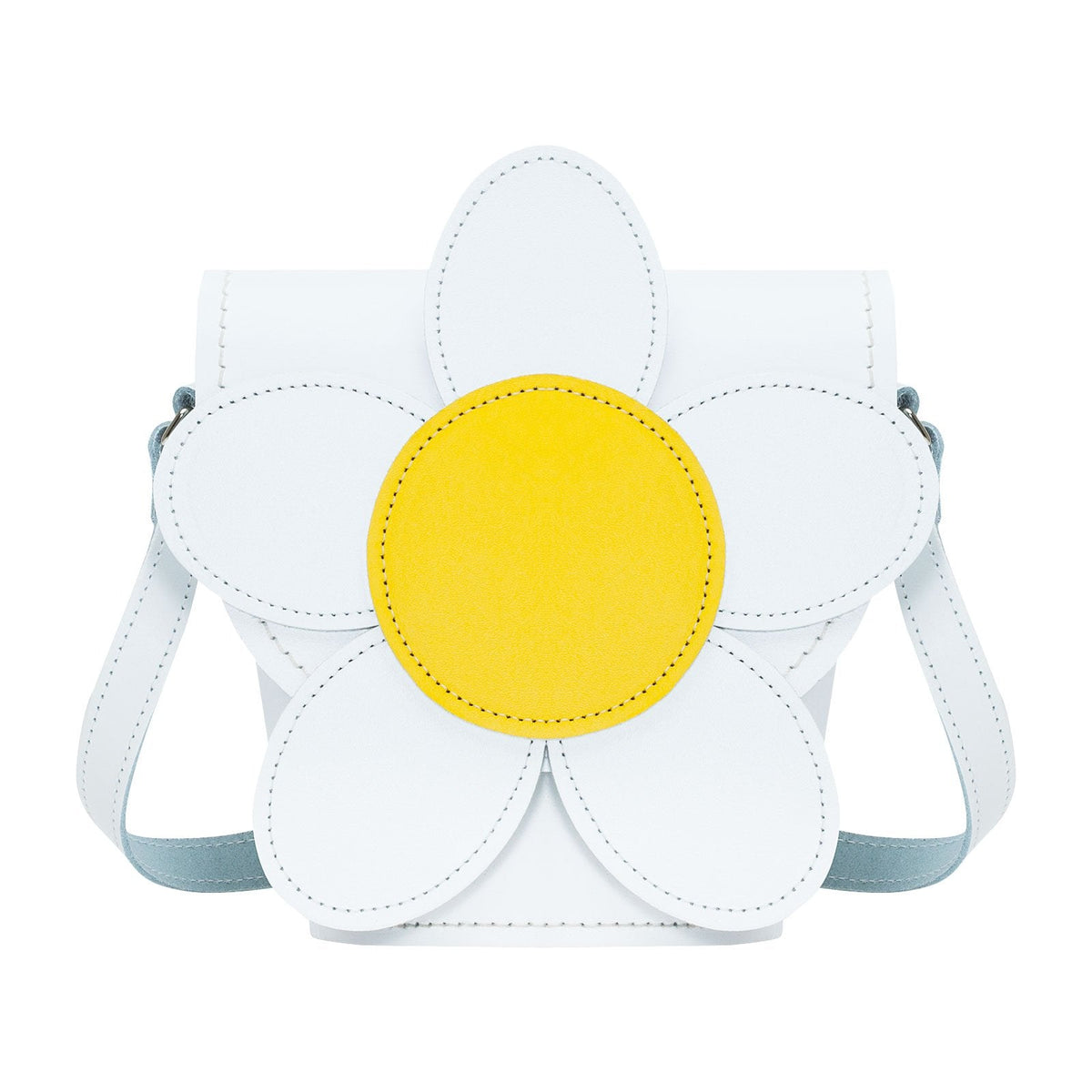 Handmade Leather Daisy Barrel Bag - White