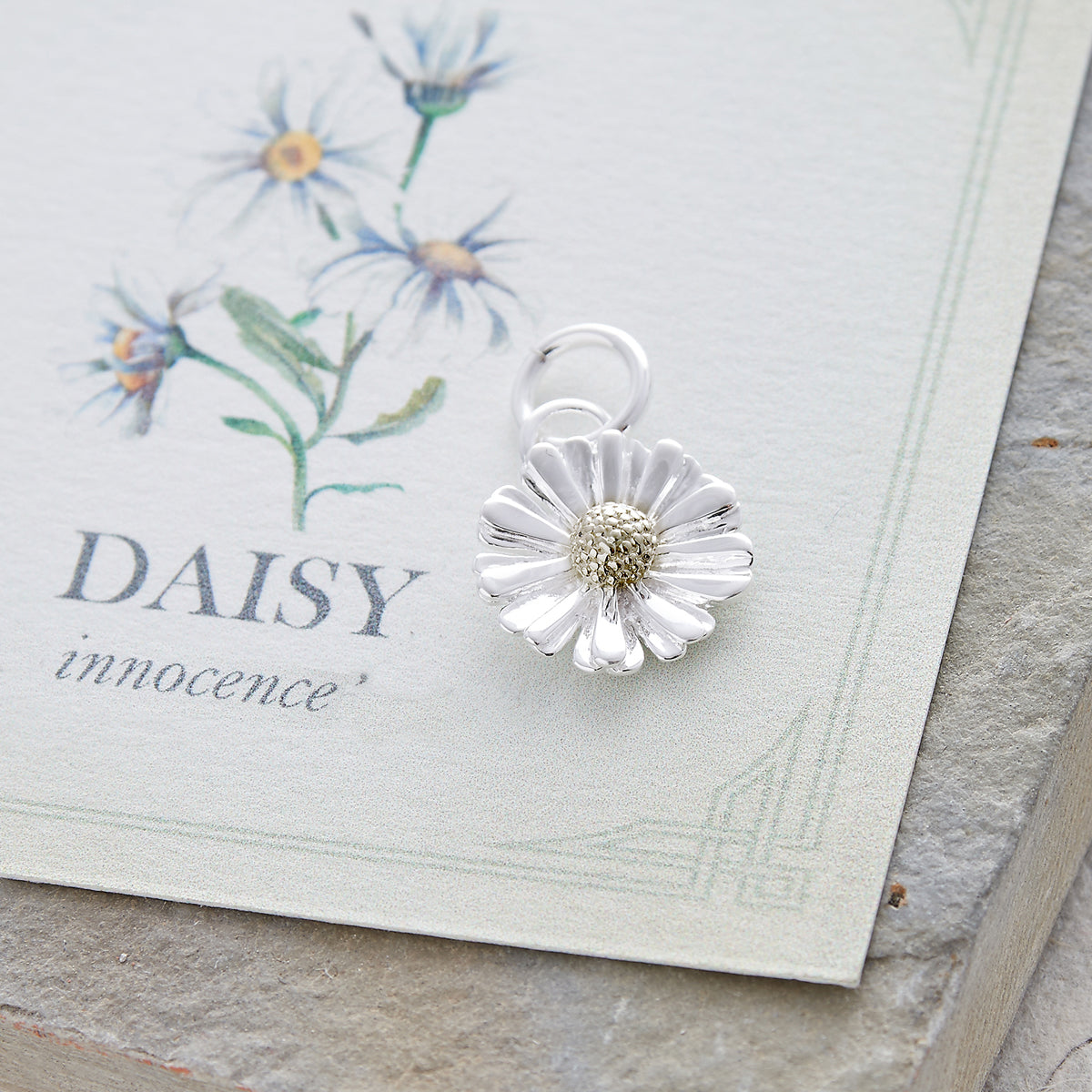 Daisy Flower Silver &amp; Solid Gold Charm