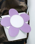 Handmade Leather Daisy Barrel Bag - White & Violet