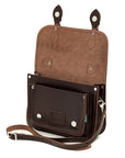 Leather Midi Satchel - Dark Brown