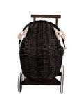 Dark Wicker Doll Pram with Beige Bedding