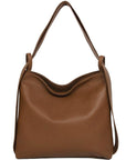 Dark Tan Pebbled Leather Convertible Tote Backpack - Brix + Bailey