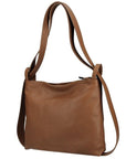 Dark Tan Pebbled Leather Convertible Tote Backpack - Brix + Bailey