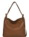 Dark Tan Pebbled Leather Convertible Tote Backpack - Brix + Bailey