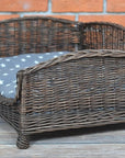 Cozy Dark Wicker Pet Bed with Cushion