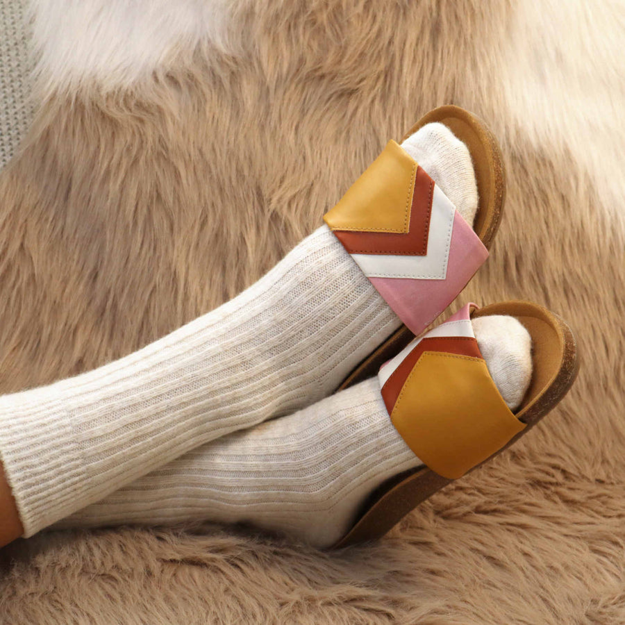 Premium vegan sandals DAWN in mustard, terracotta, white, pink - comfortable strap, soft footbed, slip-resistant sole, fair fashion by Fünve at brixbailey.com