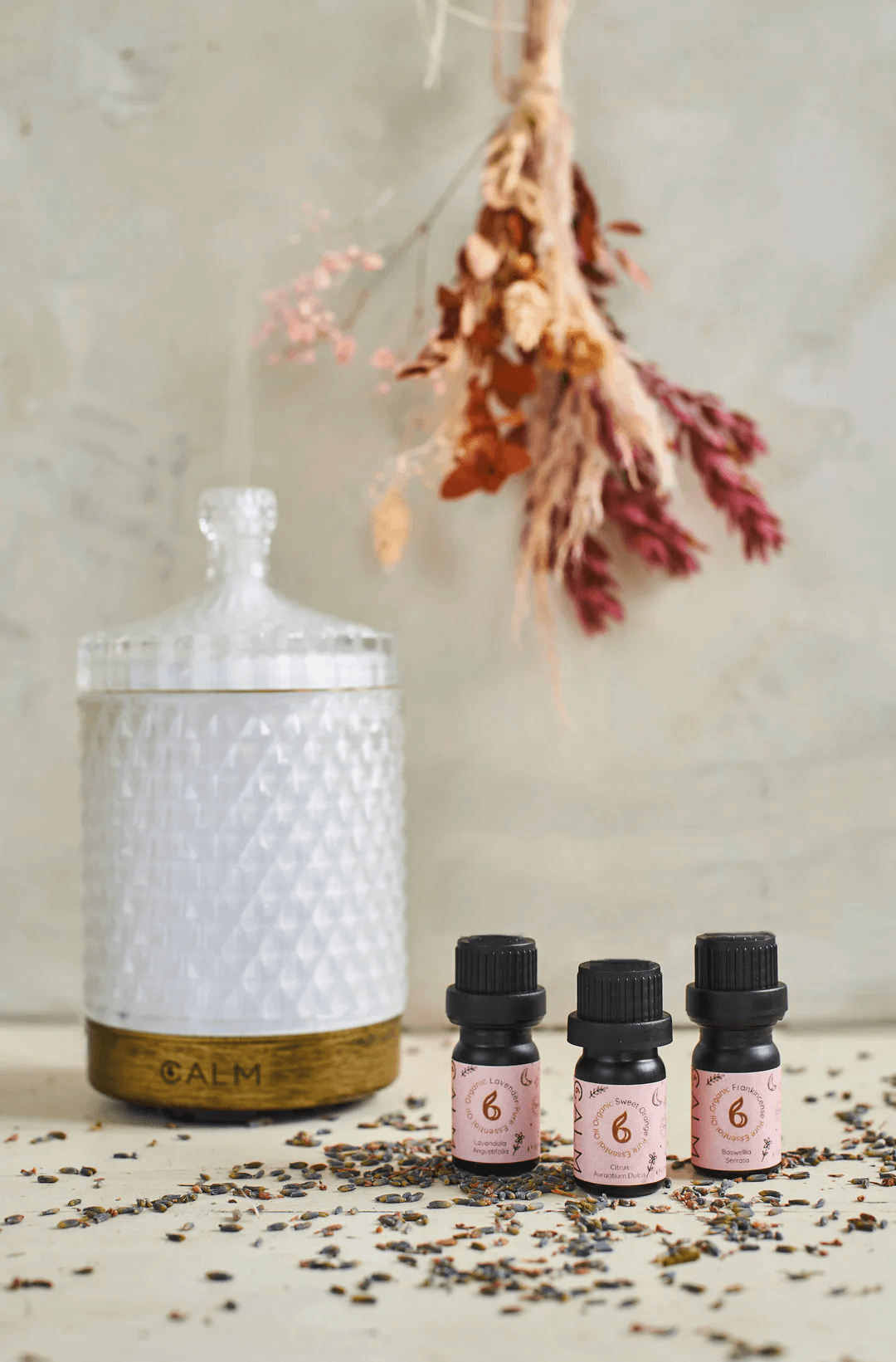 Aroma Diffuser with Breathe Calm Essential Oil Set