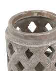 Walnut Brown Ceramic Lattice Lantern