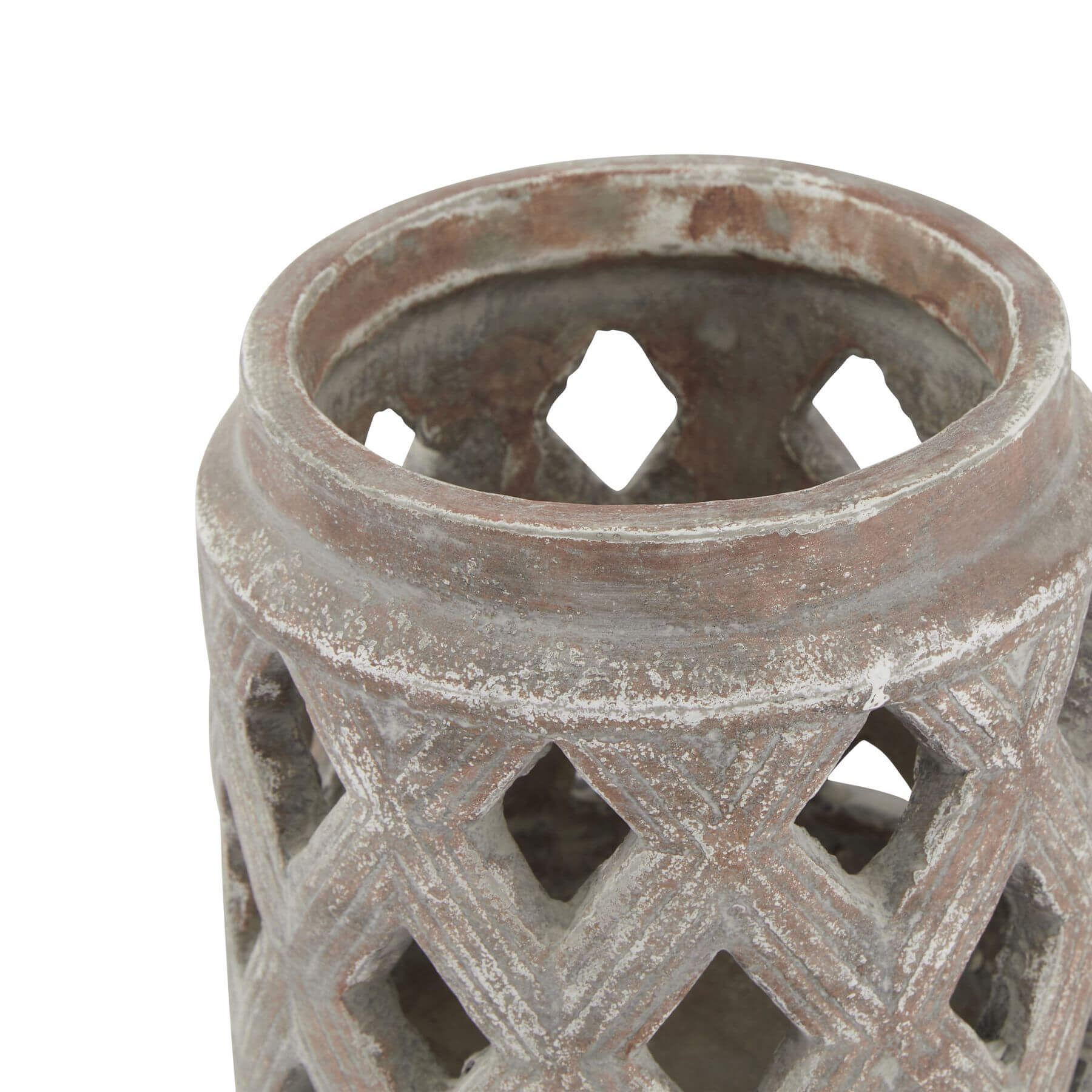 Walnut Brown Ceramic Lattice Lantern
