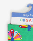 Premium Peacock Print Organic Cotton Baby Bib with Snap Buttons, Absorbent and Eco-Friendly by Toby Tiger at brixbailey.com