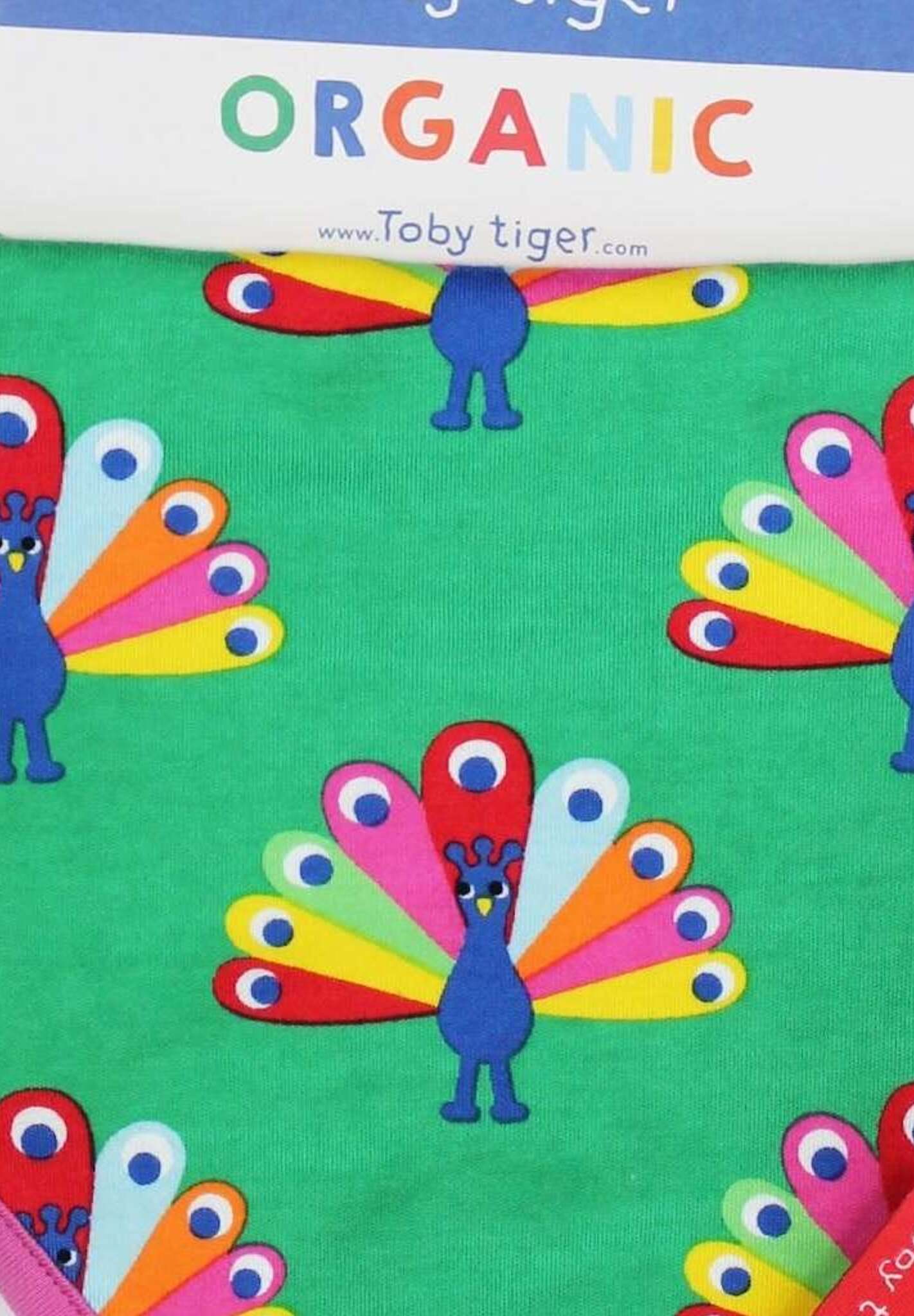 Premium Peacock Print Organic Cotton Baby Bib with Snap Buttons, Absorbent and Eco-Friendly by Toby Tiger at brixbailey.com