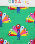 Premium Peacock Print Organic Cotton Baby Bib with Snap Buttons, Absorbent and Eco-Friendly by Toby Tiger at brixbailey.com