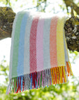 Stripe Pure New Wool Throw - Rainbow Grey