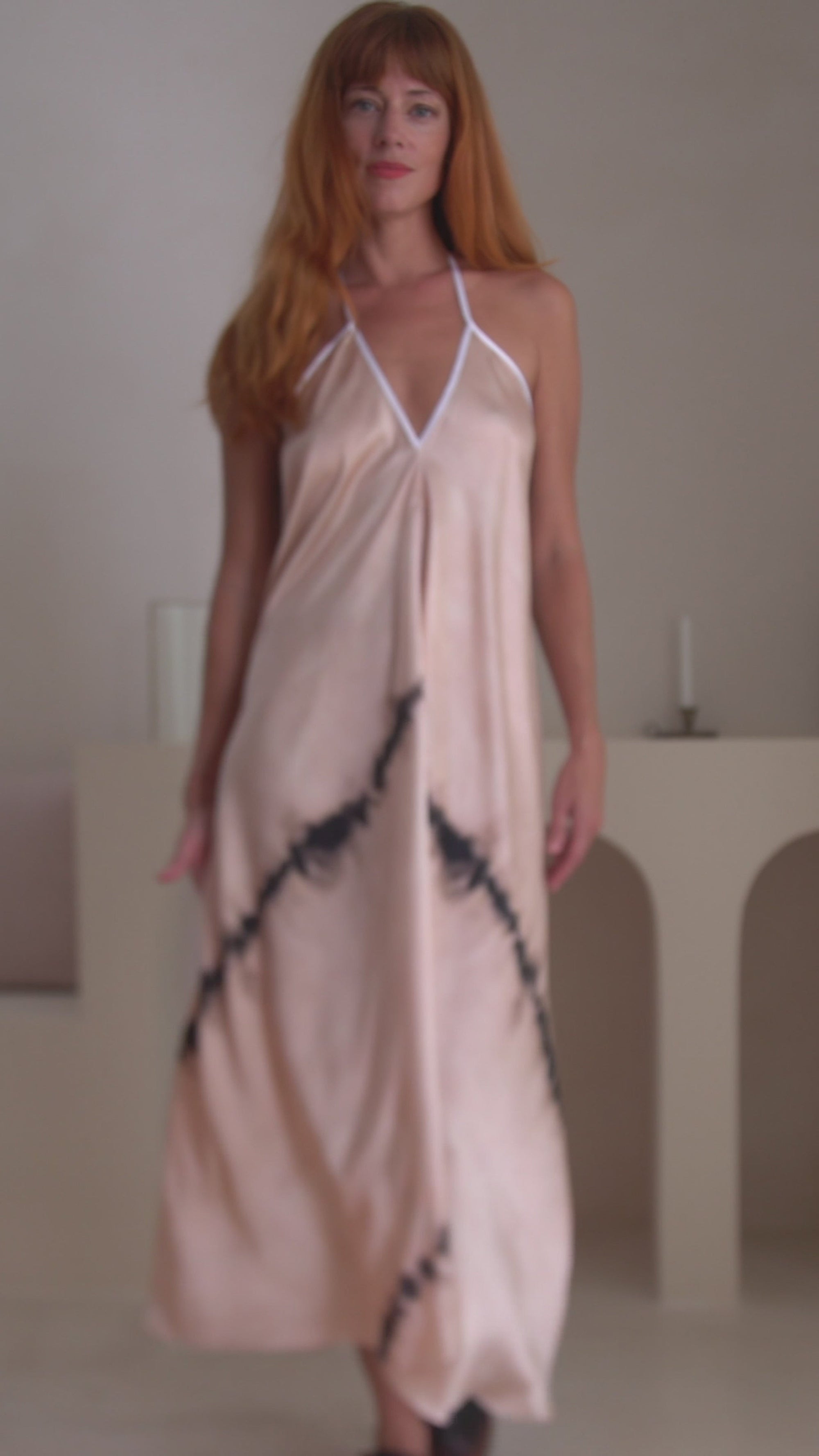 Silk Halter Dress in Shibori