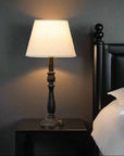 Black Distressed Wood Column Table Lamp