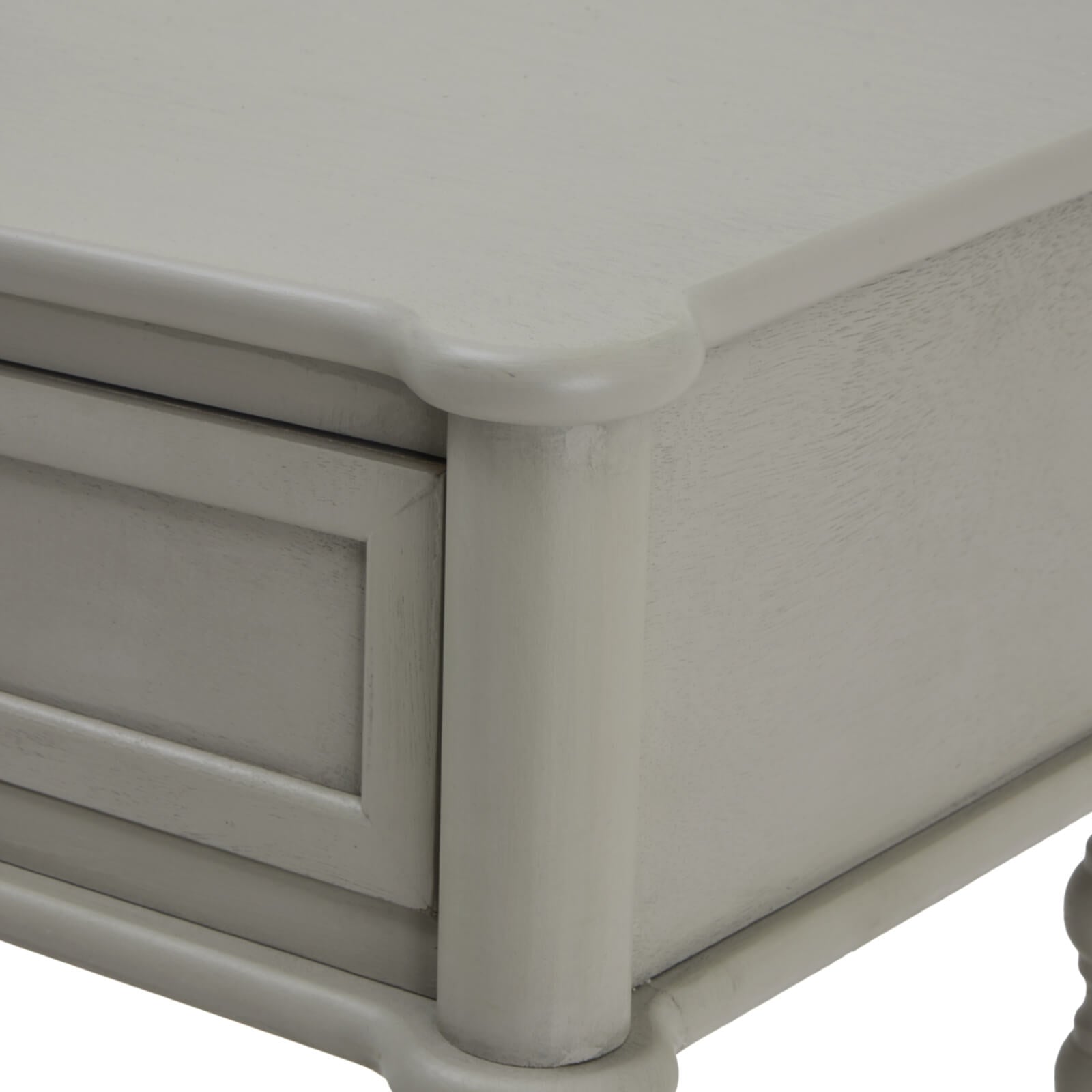 Spindle Leg Console Table with Two Drawers in Warm Grey