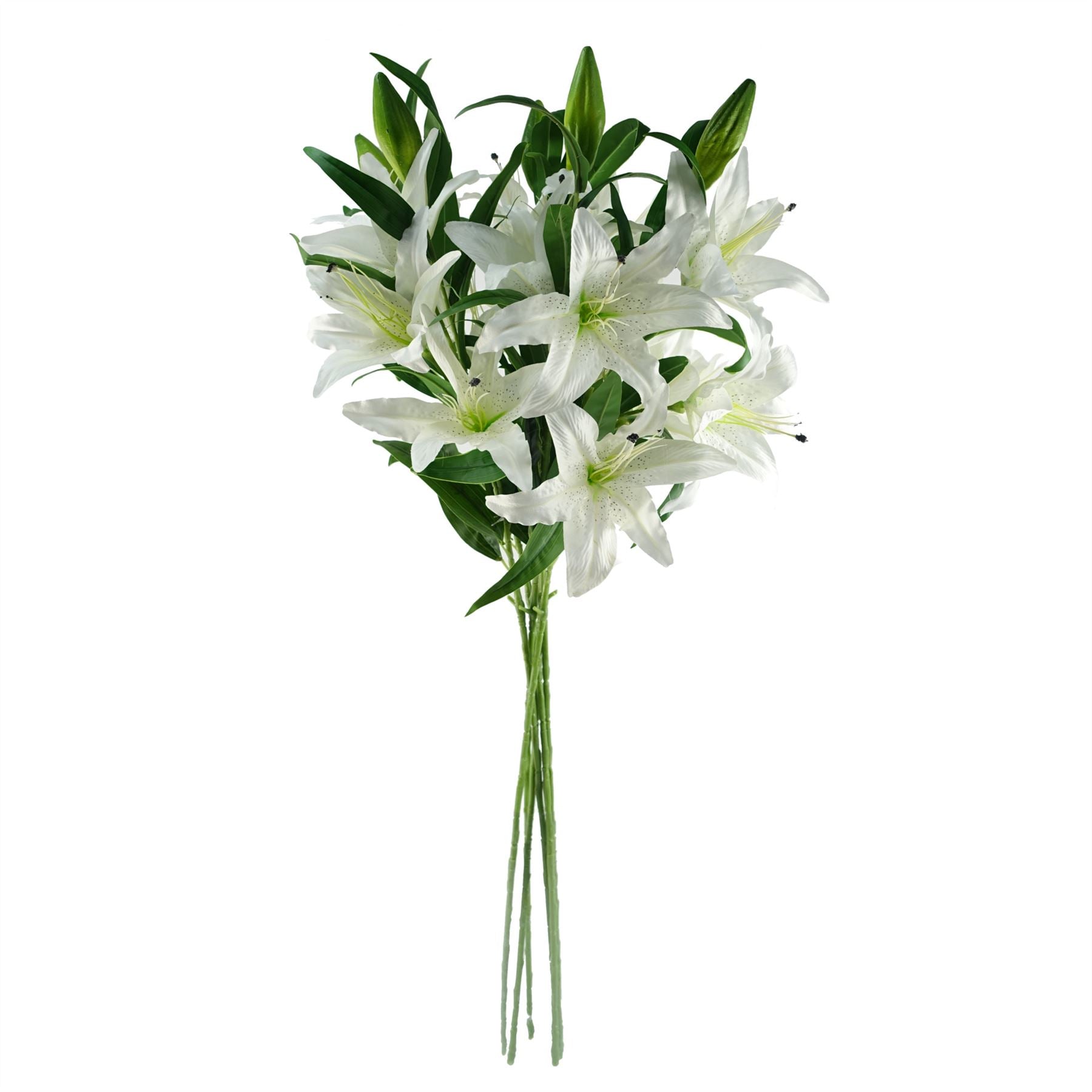 Pack of 6 x Artificial Flowers Large White Lily Stem - 3 Flowers 100cm-1