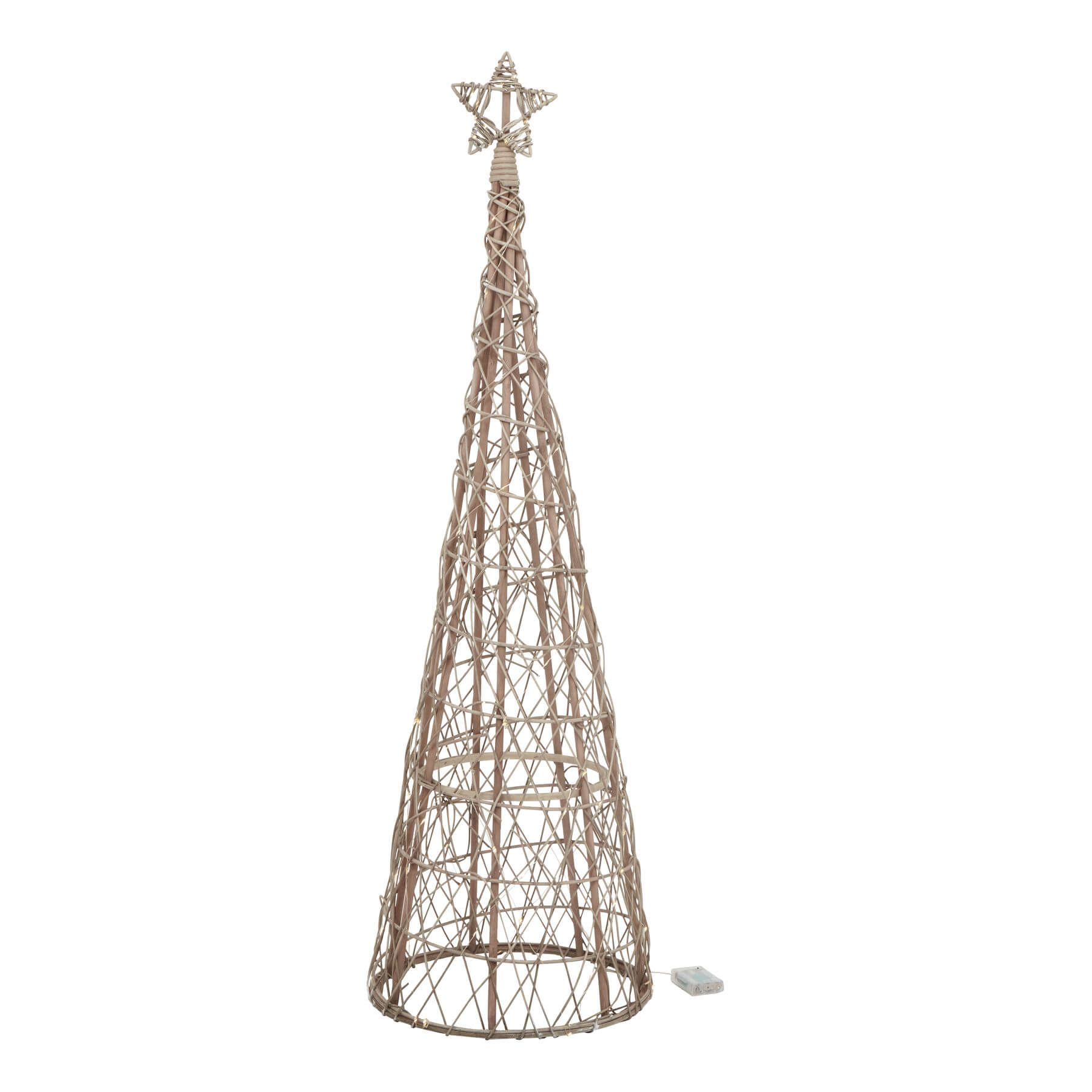 Festive LED Wicker Christmas Tree with Star Large 130cm