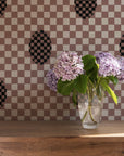 Deco Checkers - in Toasted Coco - Wallpaper -  Micaela Sharp Collaboration