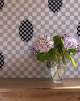 Deco Checkers - in Violet Veil - Wallpaper -  Micaela Sharp Collaboration