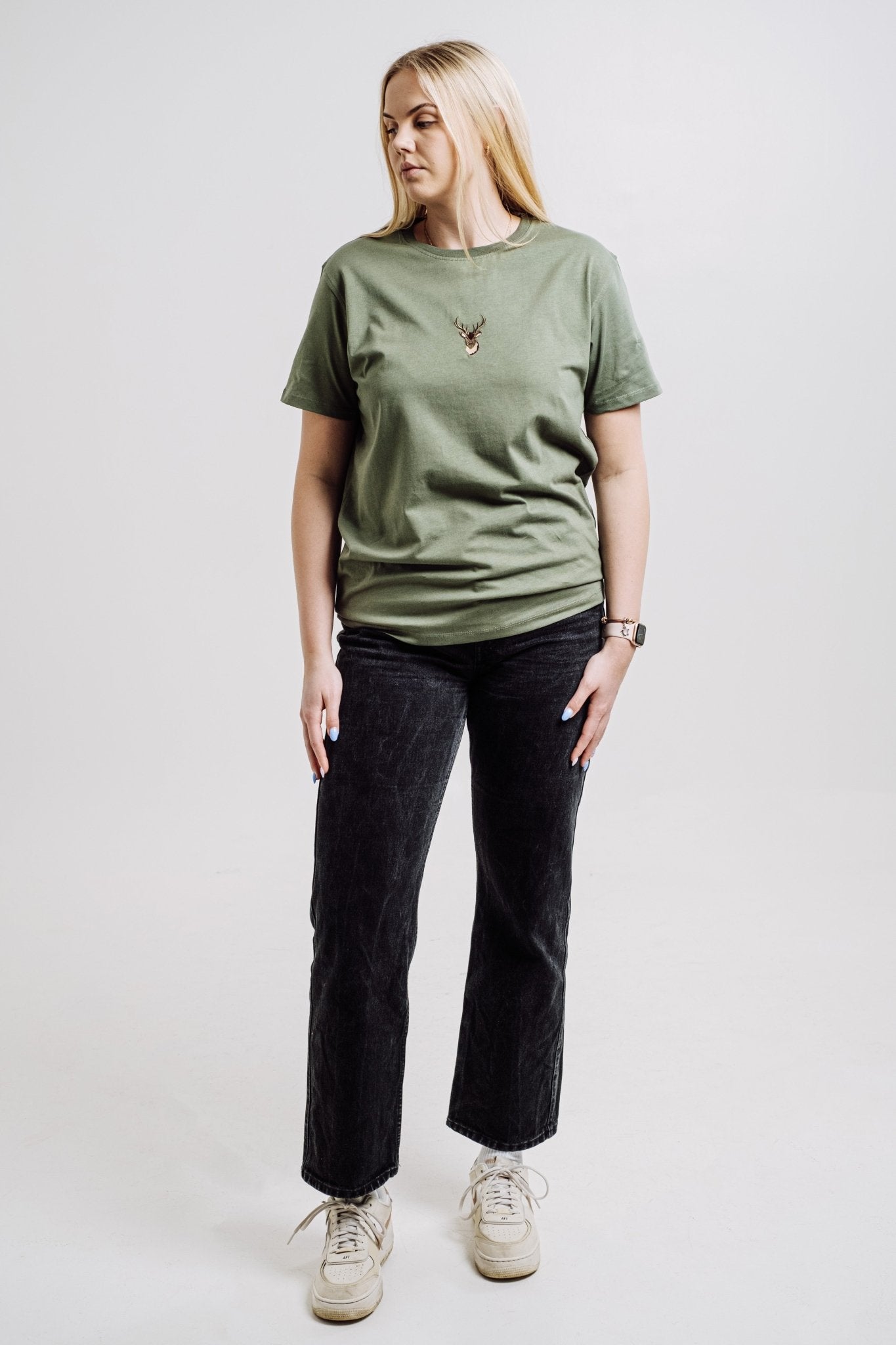 Unisex Deer T Shirt in Khaki