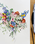 Floral Happy Wedding Day Card – Hand-Painted Watercolour Bouquet