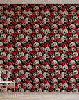 Red Roses and Skulls Gothic Wallpaper