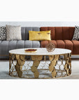 Gold Nesting Coffee Table, Marble