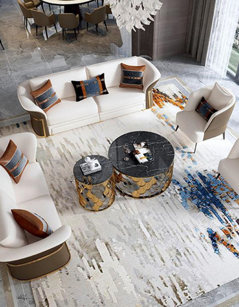 Gold Nesting Coffee Table, Marble