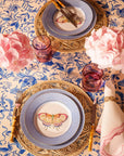 Cornflower Blue Lace Plate Butterfly Side/ Pudding Plate - Set of 4