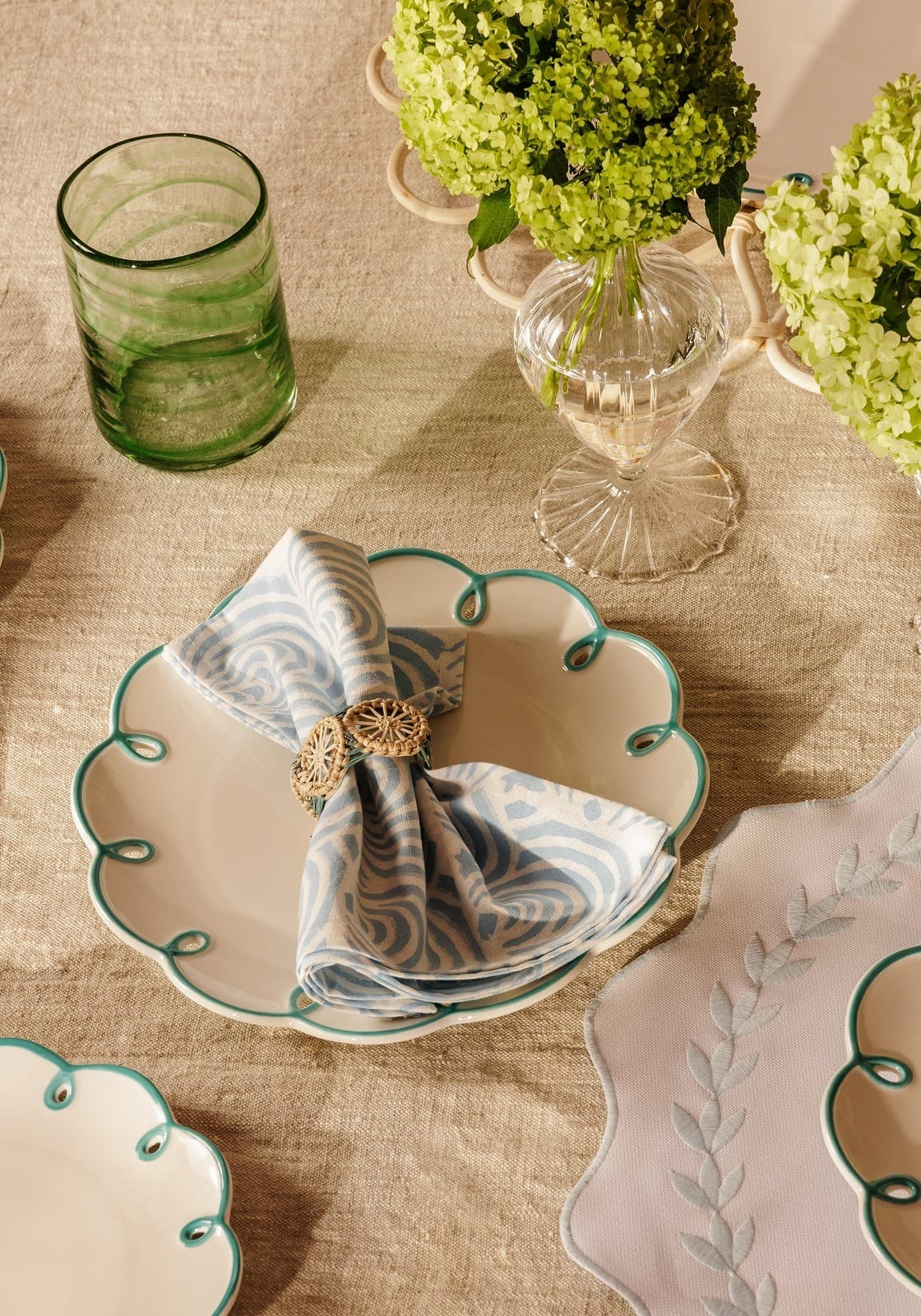 Sky Blue Scalloped Lunch Plate - Set of 4