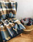 Large Checked Random Recycled Wool Blanket