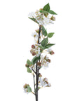 Lifelike English blossom branch with soft pink silk flowers and green leaves on brown stems, 90cm tall faux floral decor by sostter at brixbailey.com
