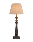 Wooden Column Table Lamp with Linen Shade