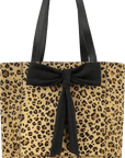 Animal Print Bow Compact Leather Tote – Chic & Practical by Emmas Bags at brixbailey.com