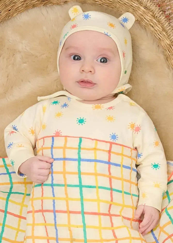 Rainbow Sunshine Organic Cotton Baby Bonnet Hat