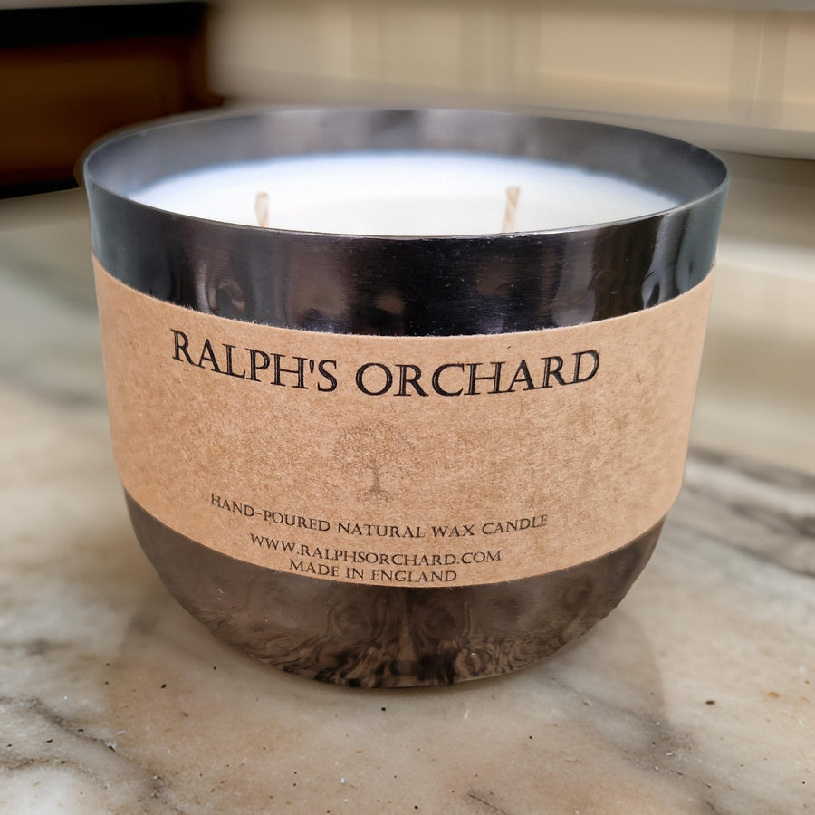 Luxury unscented natural candles, premium soy coconut rapeseed wax blend, hand-poured in England, clean burn non-toxic cotton wicks, allergy-friendly pillar candle by Ralph's Orchard at brixbailey.com