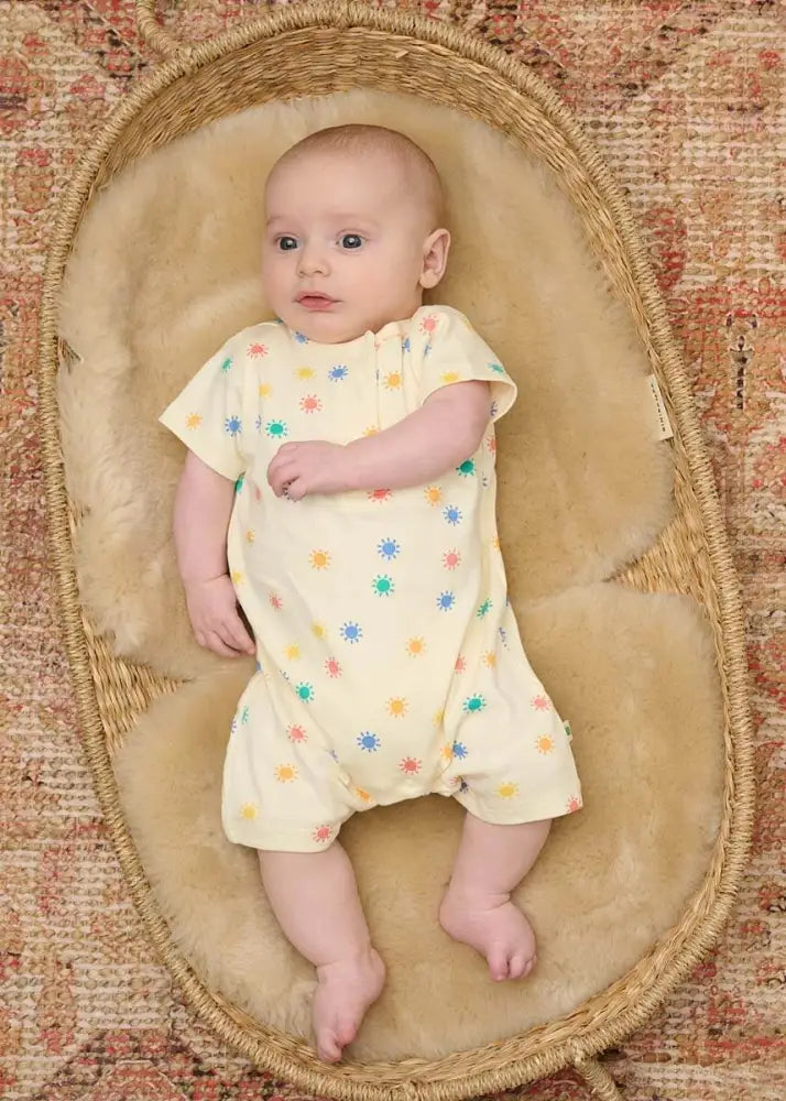 Rainbow Sunshine Organic Cotton Short Sleeve Baby Playsuit