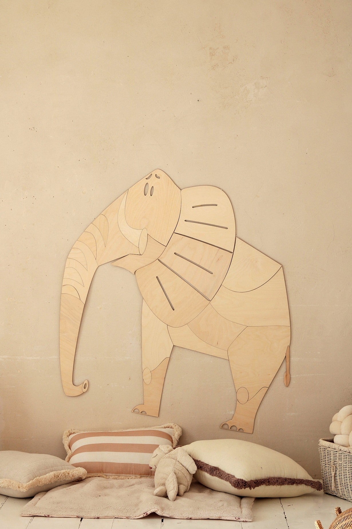 Safari Elephant Wooden Wall Art